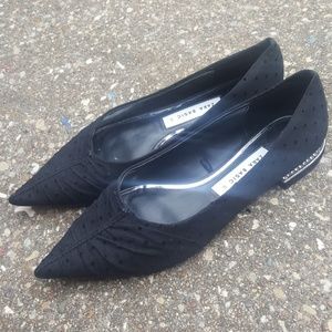 Zara Basic Black Flats Sheer Polka Dot Studded 37